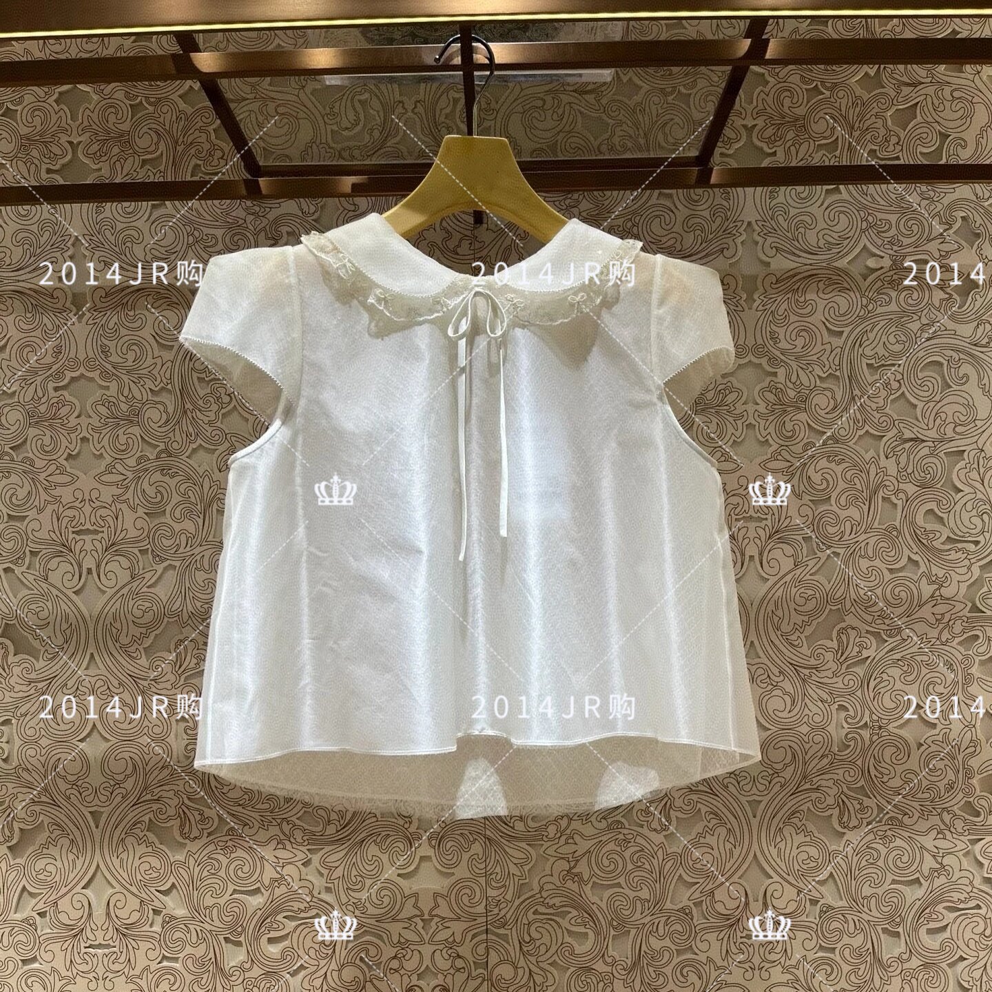 卓雅2025秋米白色甜美乌干纱上衣