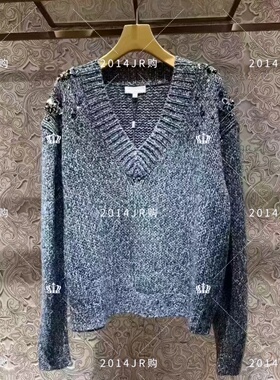 专柜正品JR2025秋季新款深灰色亮片慵懒风毛衣针织衫女士XRJ5M05B