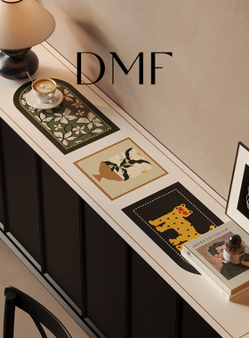DMF美式复古皮革桌垫电视柜餐边柜防水免洗氛围感桌布台面保护垫