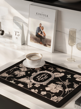 轻奢美式复古风厨房台面沥水垫硅藻泥吸水垫卫生间洗手台吸水垫子