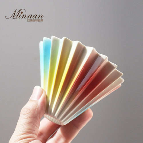 MINNAN皿喃釉下彩多巴胺渐变色手冲咖啡蛋糕滤纸专用折纸滴漏滤杯
