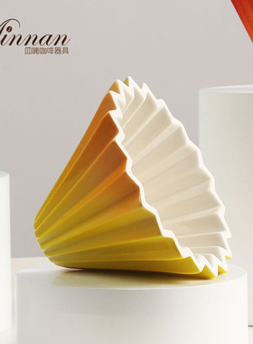 Minnan皿喃釉下彩高颜值渐变色专业手冲折纸咖啡滤杯精致蛋糕滤杯