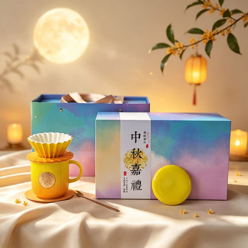 MINAN新品橙月清欢陶瓷釉下彩个人手冲咖啡器具中秋礼品礼盒套装