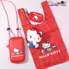 日本正版Hello Kitty限定手机包零钱包折叠购物袋环保袋挂件可爱