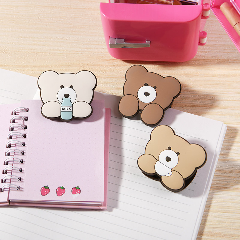 일본 수입 모코모차 롱테일 클립 소형 클립 파일 수납 정리 스낵 씰 PVC 힙 베어