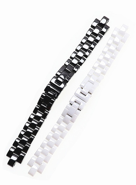 适配小香J12陶瓷黑色白色男女款六针大小号34mm陶瓷表带适用宾格