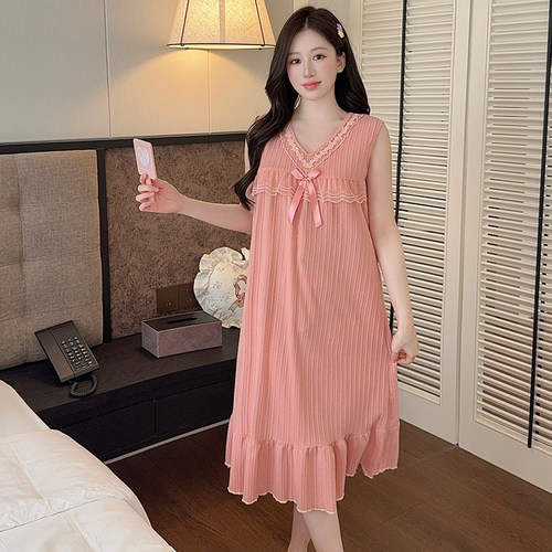 公主风甜美睡裙女夏天背心裙胖mm大码200斤宽松孕妇睡衣连衣裙薄
