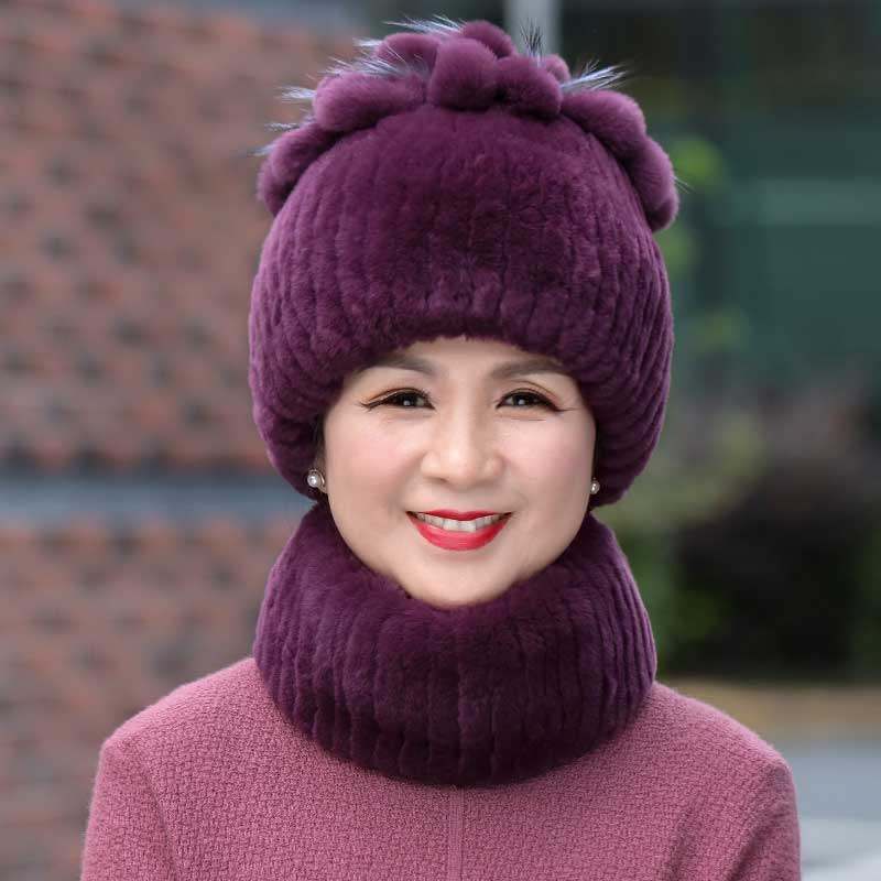 中老年人皮草帽子女士妈妈奶奶獭兔毛冬天加厚保暖老人帽子秋冬季