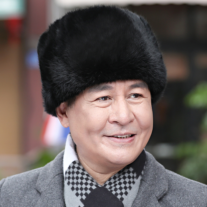 中老年皮草帽子男士冬季兔毛帽子加厚保暖东北帽老人爸爸帽子冬天