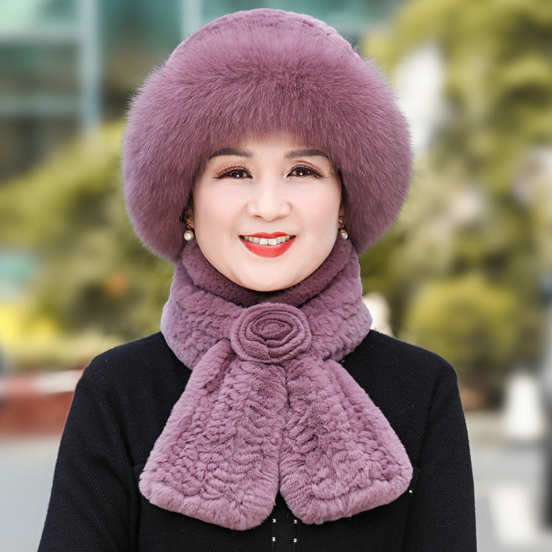 皮草女士秋冬季老太太狐狸毛礼帽