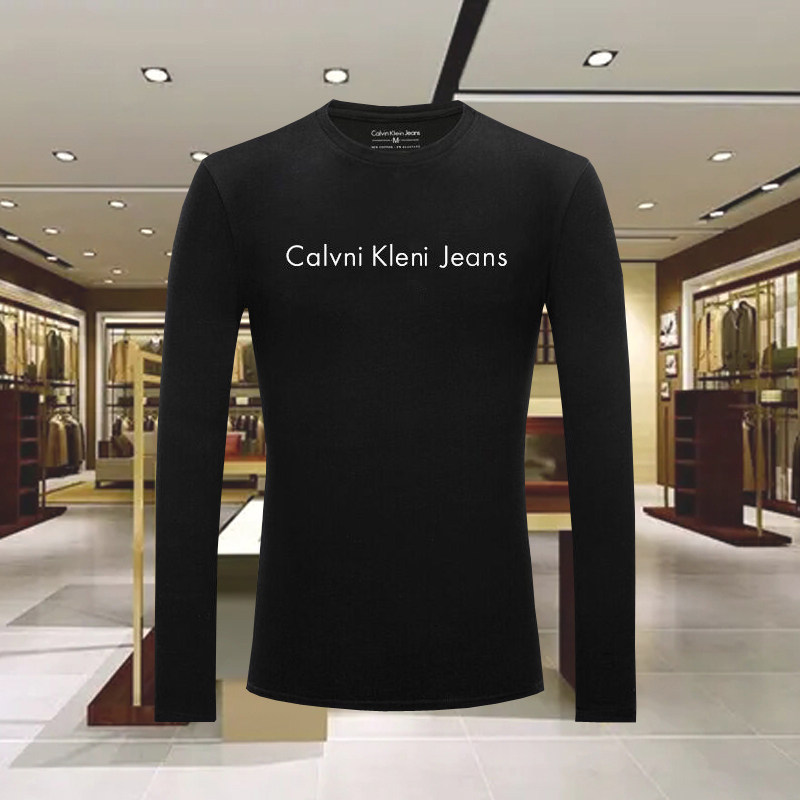 奥莱calhao kjian CK长袖T恤男装秋冬季经典印花明星同款休闲体恤