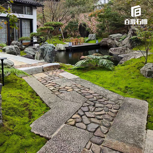 野山石老石板老石条庭院古建铺装日式延段碎拼石片老石材小路铺装