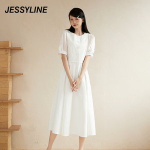 2折特卖款 杰茜莱夏女装时尚高级感白色修身显瘦连衣裙 jessyline