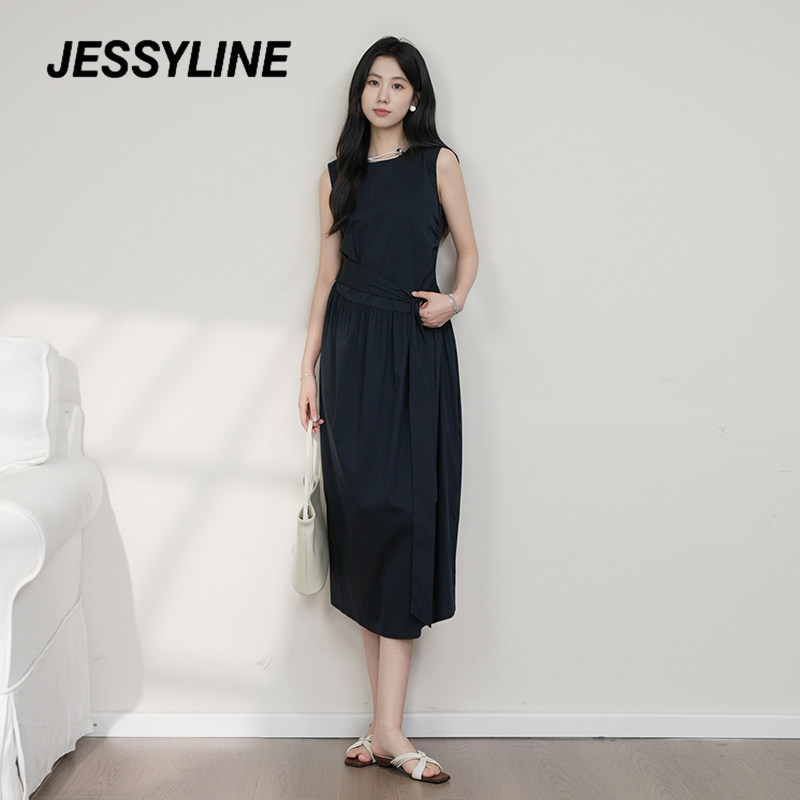 jessyline杰茜莱春夏新中长款气质修身显瘦高级感连衣裙女打底裙