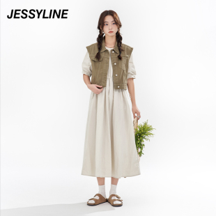 杰茜莱纯色中长款 连衣裙子 专柜新款 jessyline2024春季 413111199