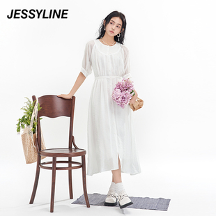 杰茜莱白色收腰衬衫 连衣裙 专柜新款 jessyline2024夏季 421111295