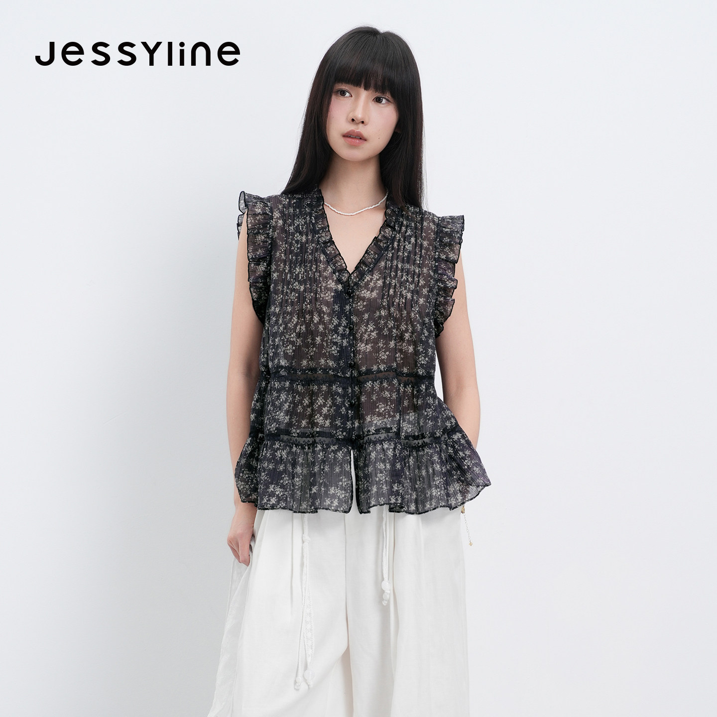 jessyline2026夏季专柜新款 杰茜莱时尚碎花雪纺衬衫女 622102102