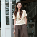 jessyline杰茜莱度假风印花T恤女夏季新款短袖正肩显瘦小个子上衣