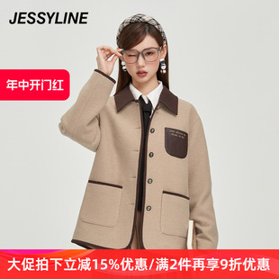 女装 杰茜莱卡其色羊毛呢外套女 专柜新款 jessyline秋季 333107138