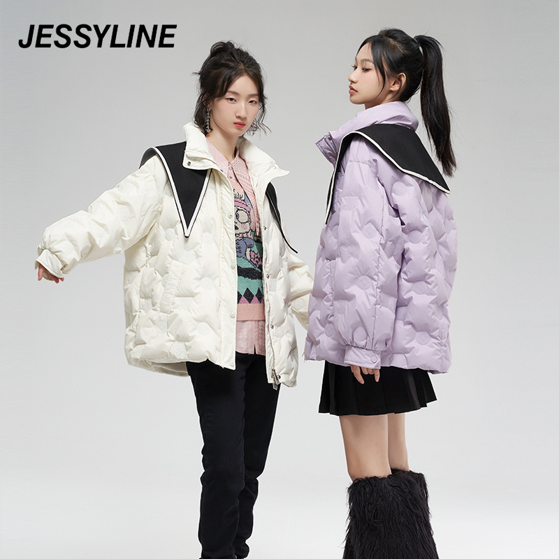 2折特卖款 杰茜莱时尚纯色百搭羽绒服女保暖休闲外套潮 jessyline