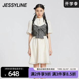 杰茜莱假两件收腰连衣裙女 jessyline2022夏季 专柜新品 222111018