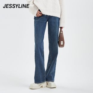 杰茜莱直筒宽松牛仔长裤 jessyline冬季 女装 344210385 专柜新款 女