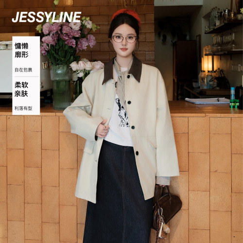 杰茜莱春新款百搭中长款休闲外套