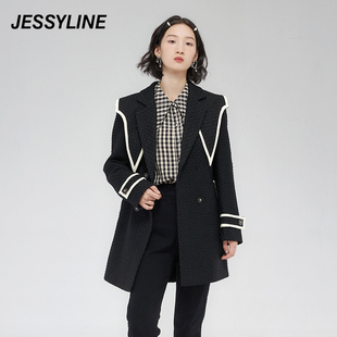 粗花呢外套女装 2折特卖款 黑色中长款 冬大衣 杰茜莱时尚 jessyline