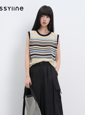 jessyline2026夏季专柜新款 杰茜莱条纹无袖针织背心女 623204322