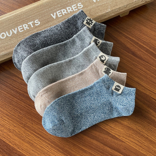 情侣袜子春夏季 布标船袜男女纯棉短袜吸汗透气低帮防臭运动袜 个性