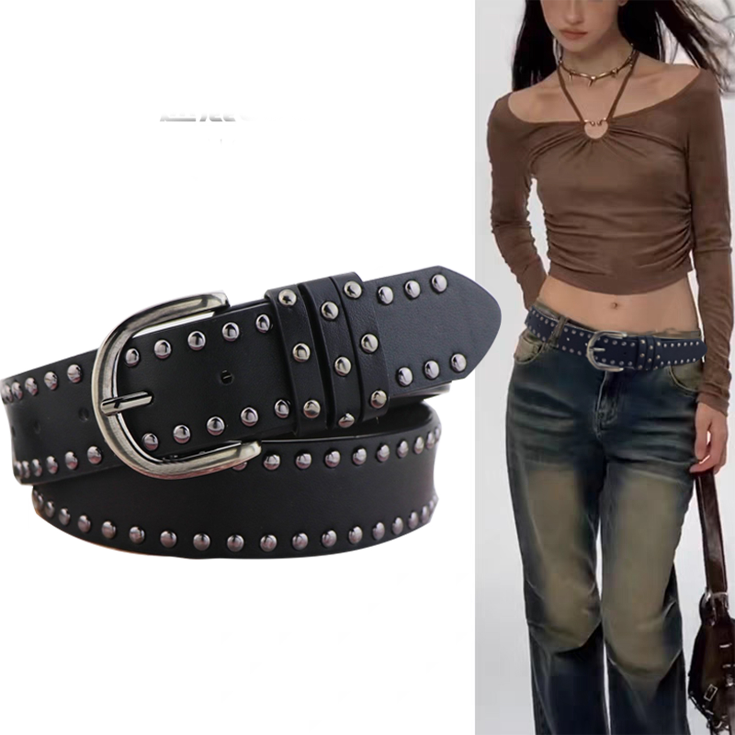 2025新款黑色牛仔裤腰带真皮皮带