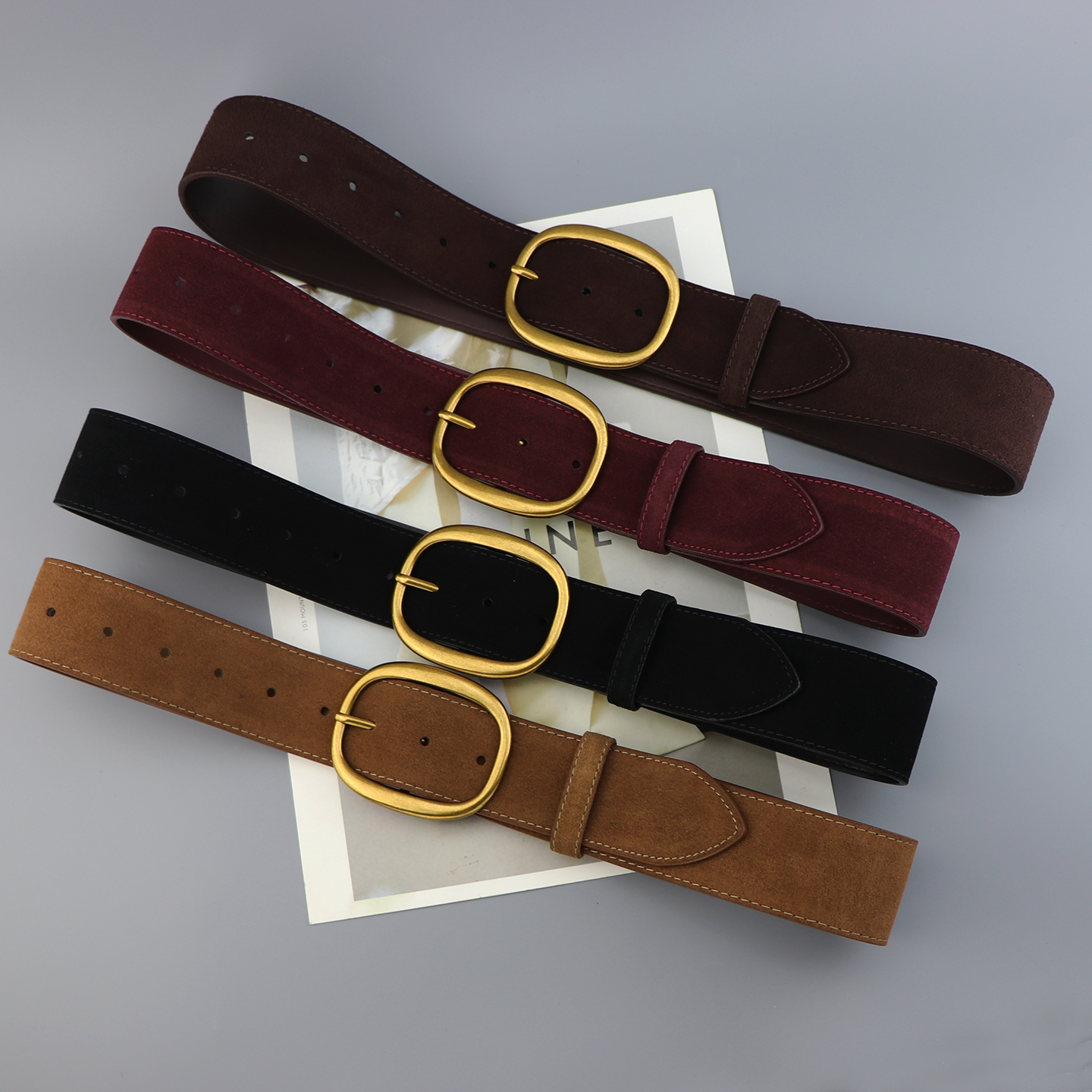 秋冬时尚ins风棕色真皮腰带