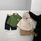 休闲长袖 男宝宝韩版 衬衣婴儿可爱上衣 洋气刺绣翻领衬衫 男童春秋季