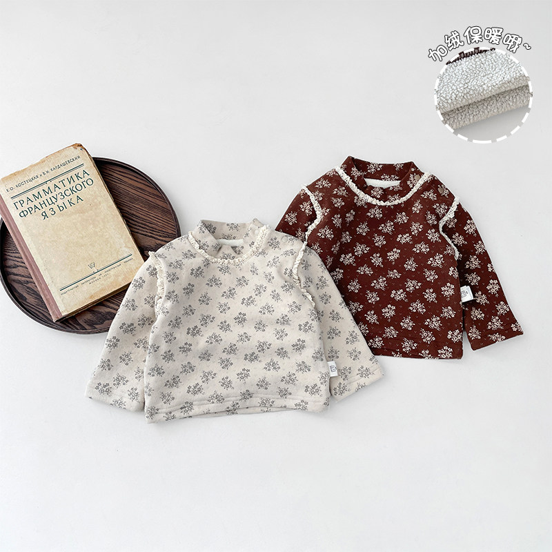女童冬季加绒打底衫洋气宝宝百搭碎花上衣小女孩保暖内搭衣服冬天,童装/婴儿装/亲子装,T恤,淘宝优惠券,粉丝福利购,淘宝优惠卷