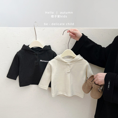 女童春秋款洋气休闲连帽长袖上衣