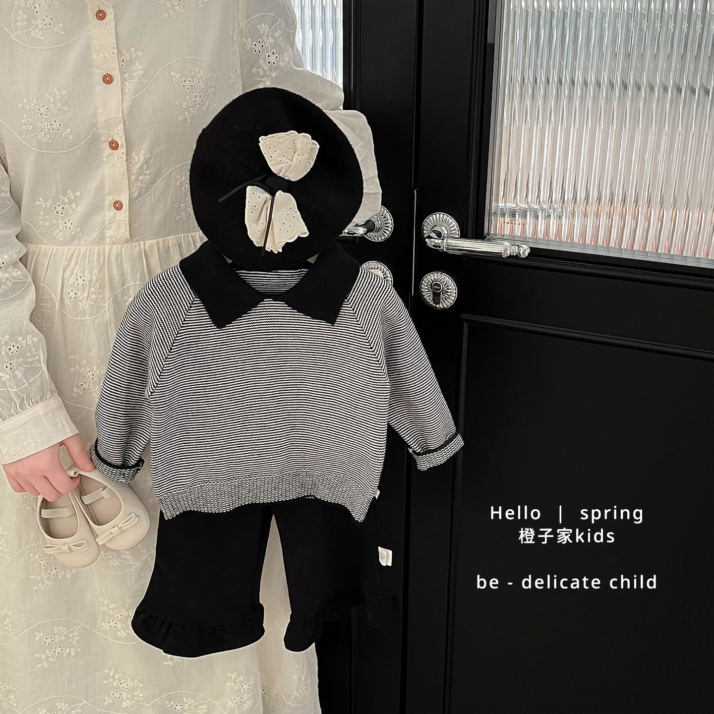 女童春秋季韩系条纹长袖针织衫女宝宝洋气翻领毛衣婴幼儿休闲上衣,童装/婴儿装/亲子装,毛衣/针织衫,淘宝优惠券,粉丝福利购,淘宝优惠卷