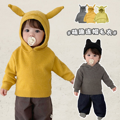 男女童春秋款韩版休闲连帽毛衣