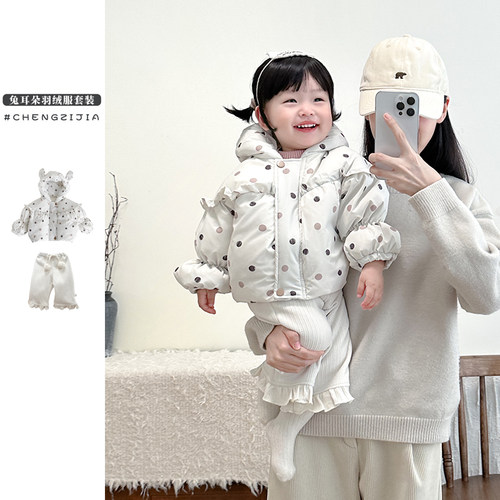 波点常规加厚羽绒服工厂直销女童