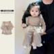 女宝宝洋气时髦网纱拼接上衣婴儿木耳边阔腿裤 女童春秋装 气质套装