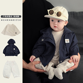 宝宝百搭外出服 潮酷冲锋衣休闲裤 INS男童春秋套装 婴儿刺绣打底衫