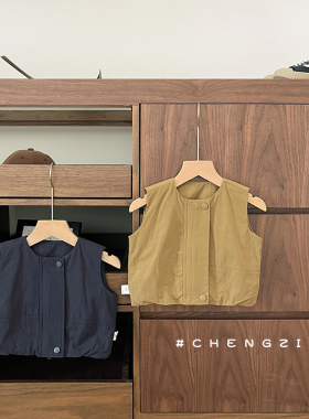 宝宝马甲春秋装外穿男童纯色韩系背心轻薄款上衣女婴儿童洋气外套