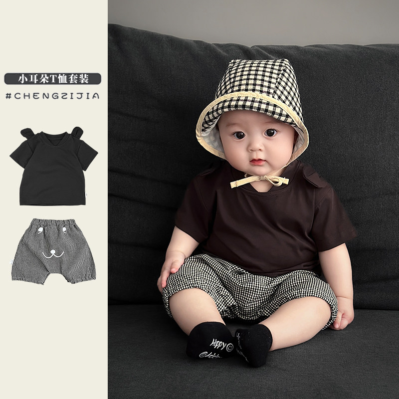 男童夏季薄款短袖短裤套装婴儿可爱小熊耳朵T恤宝宝宽松大PP裤潮,童装/婴儿装/亲子装,套装,淘宝优惠券,粉丝福利购,淘宝优惠卷