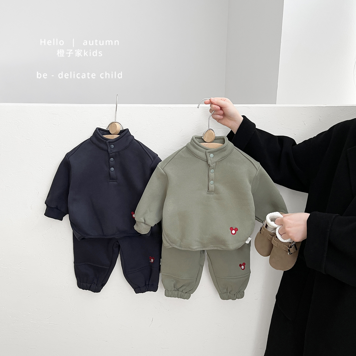 男童冬季韩版运动服套装男宝宝洋气时尚保暖卫衣婴儿加绒加厚卫裤