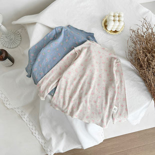 洋气儿童长袖 女童花边领打底衫 韩版 新款 T恤女宝百搭上衣服 春秋装