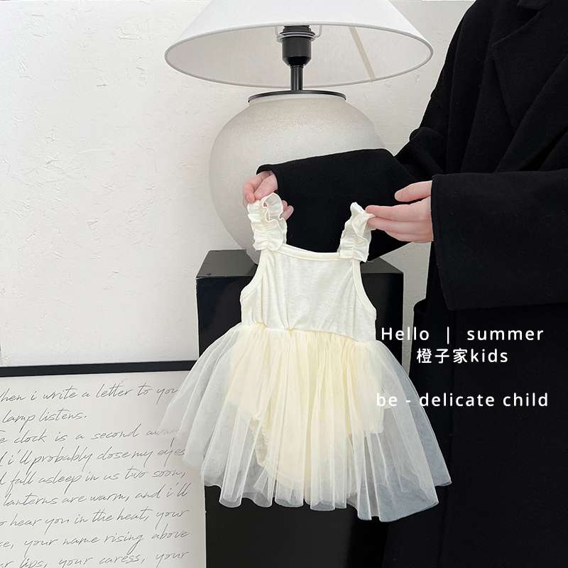 女童夏季薄款甜美吊带包屁连衣裙
