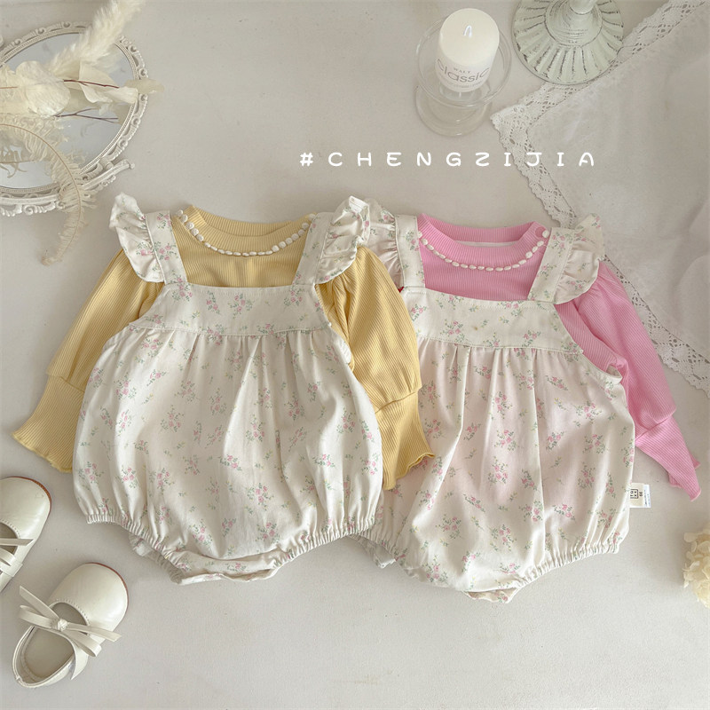 ins新生婴儿春秋装女宝宝碎花包屁连体衣长袖T恤套装超萌公主衣服,童装/婴儿装/亲子装,套装,淘宝优惠券,粉丝福利购,淘宝优惠卷