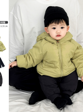 女童羽绒服保暖冬装男宝宝连帽衣服婴儿加厚棉服小男孩白鸭绒外套