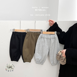 男童冬季洋气休闲加绒裤子男宝宝韩版时尚保暖卫裤婴儿百搭运动裤