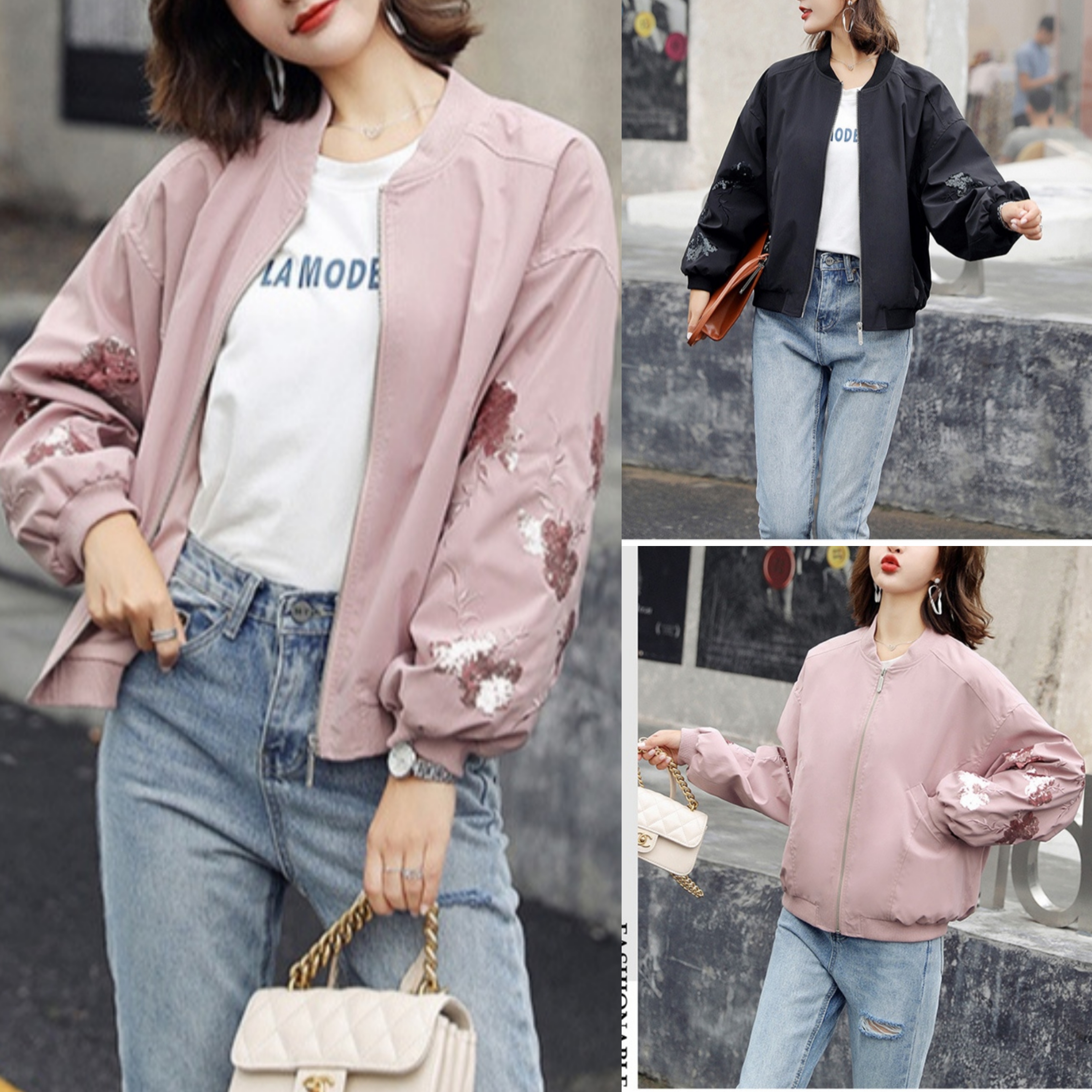 2025秋季新款女装设计感小众宽松夹克上衣韩系减龄粉色外套ME1992