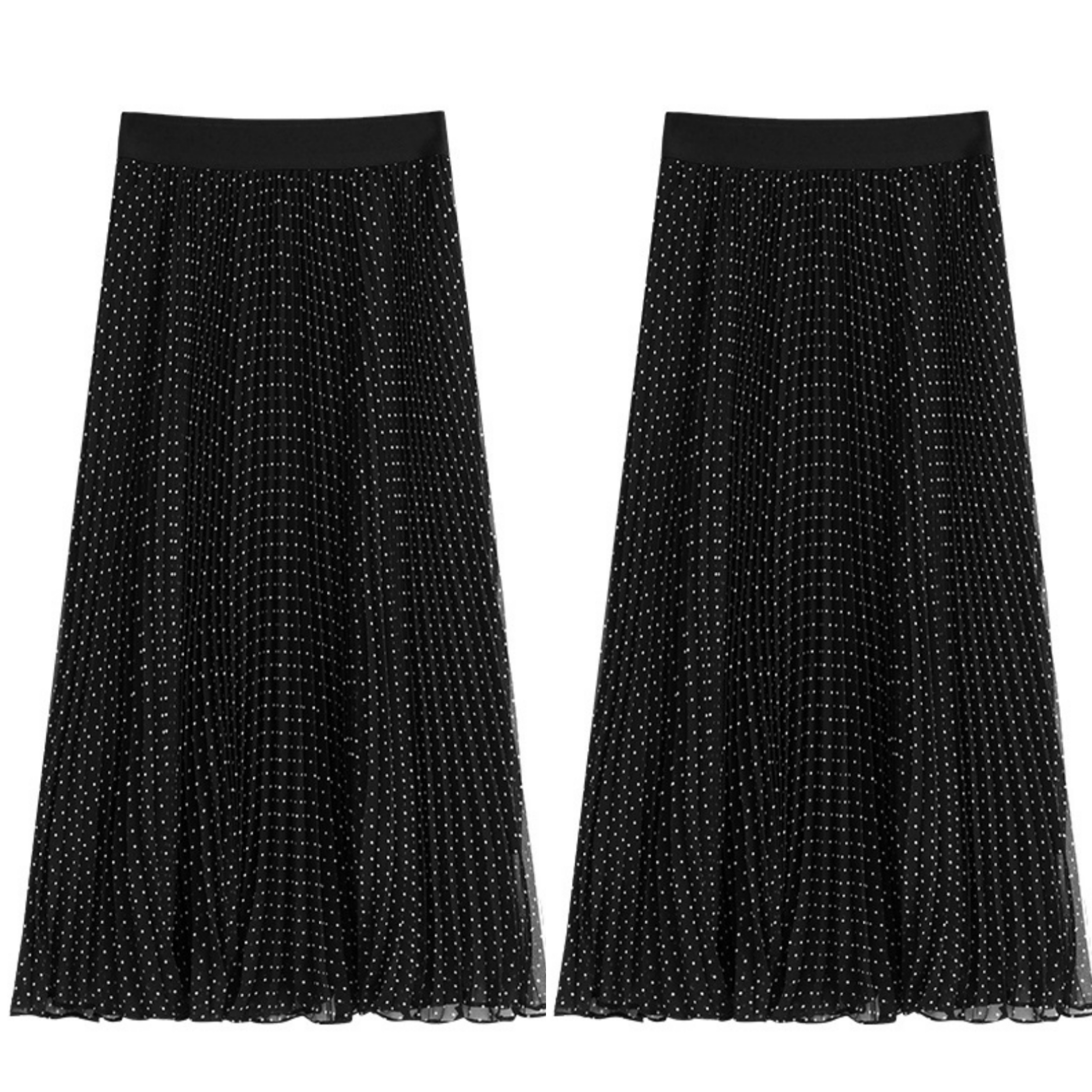 韩系小波点半身裙女2025夏季新款高腰显瘦气质名媛百搭中长a字裙